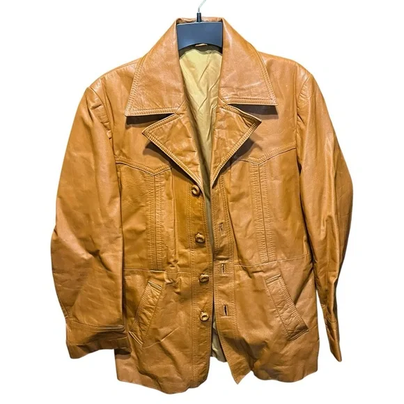 Vintage Sears The Leather Shop Tan Leather Jacket
